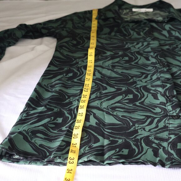 Pasha Blouse/Dress - Size M - Emerald and Black Long Blouse - Button-Up Blouse - Picture 7 of 13